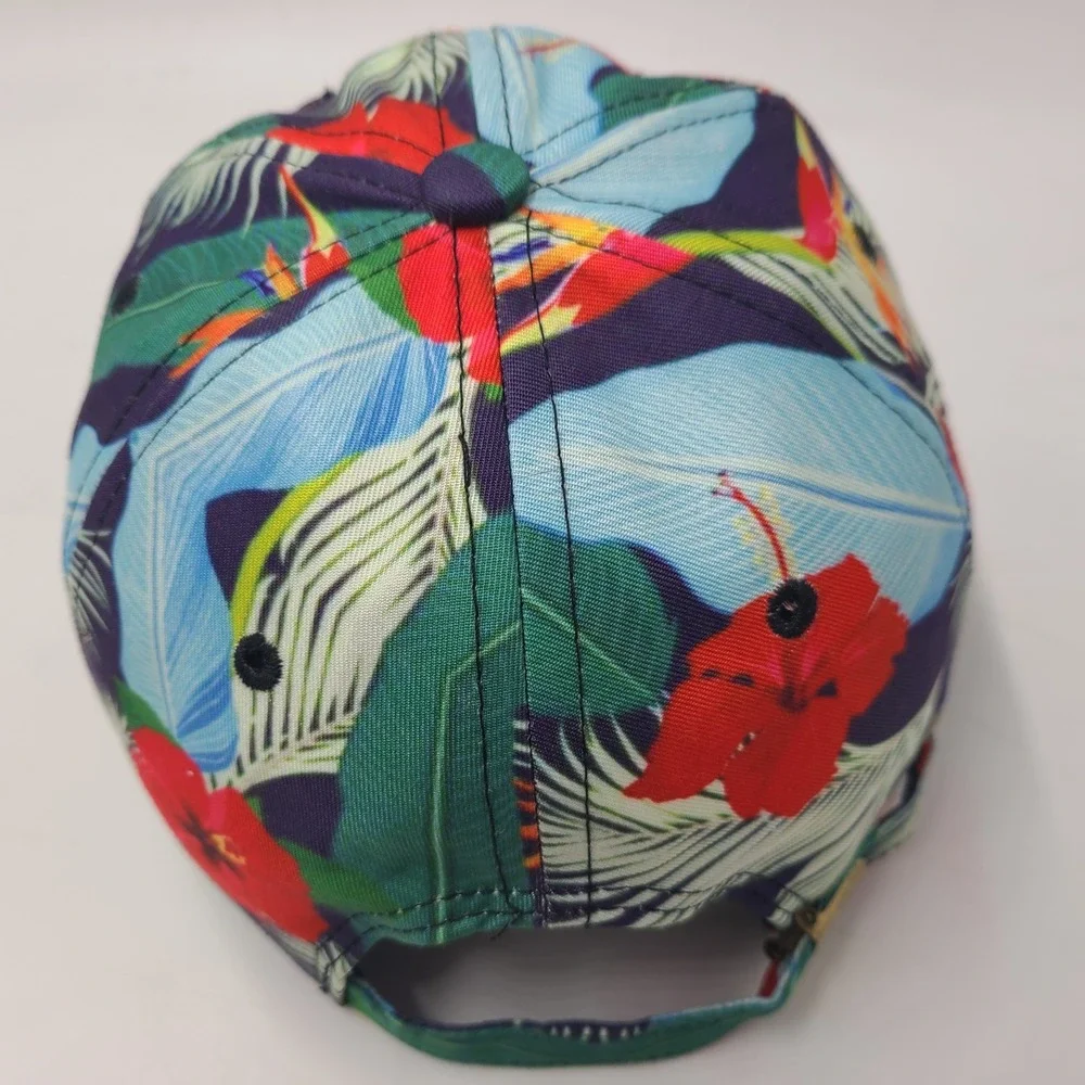 DARE Hat Strapback (Fits‎ Small) Blue Red Floral All Over Print Tropical Skate
